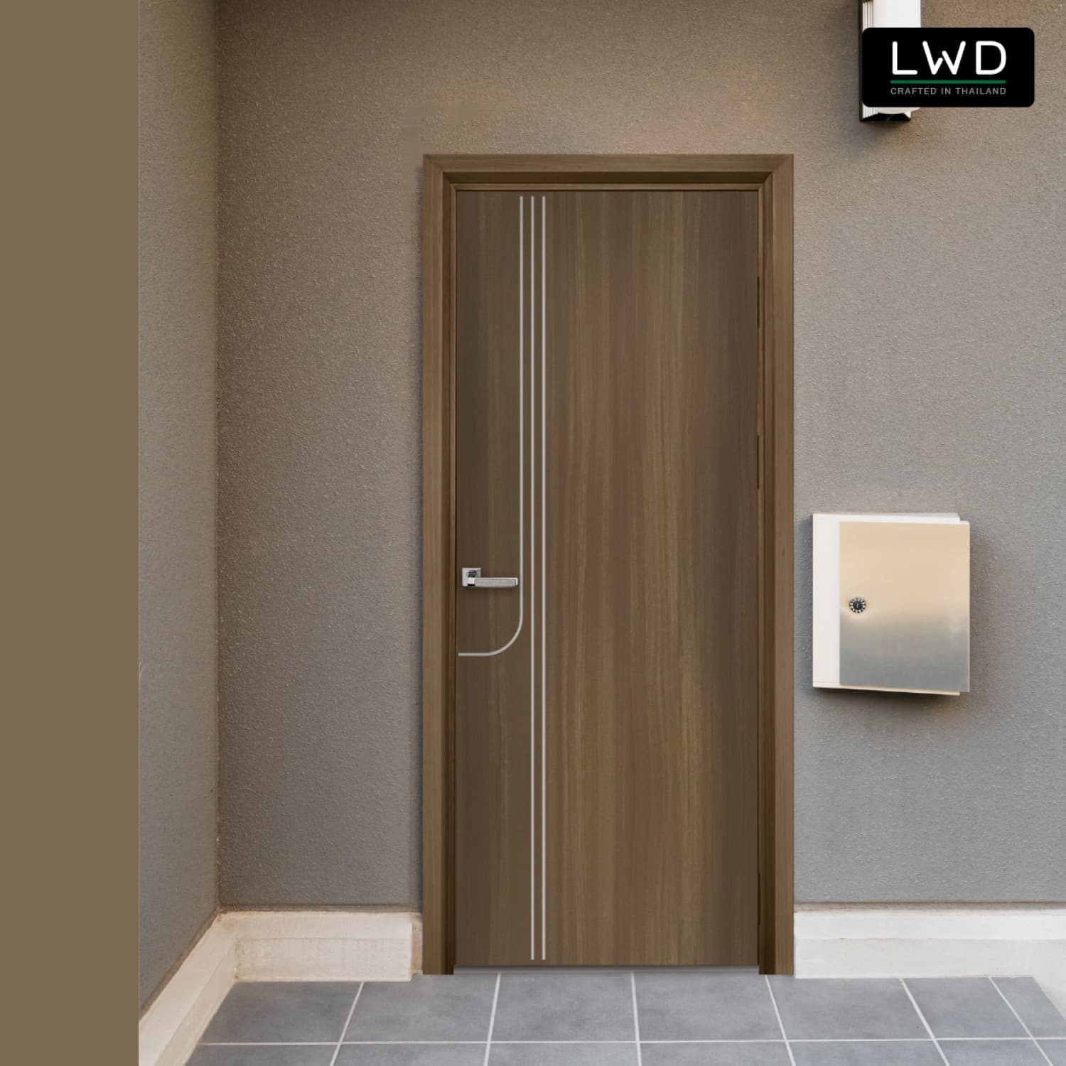 LWD ประตู UPVC ภายนอก EveryDoor รุ่น Pro สี Brownie Oak ลาย 2 ขนาด 80x200 ซม.