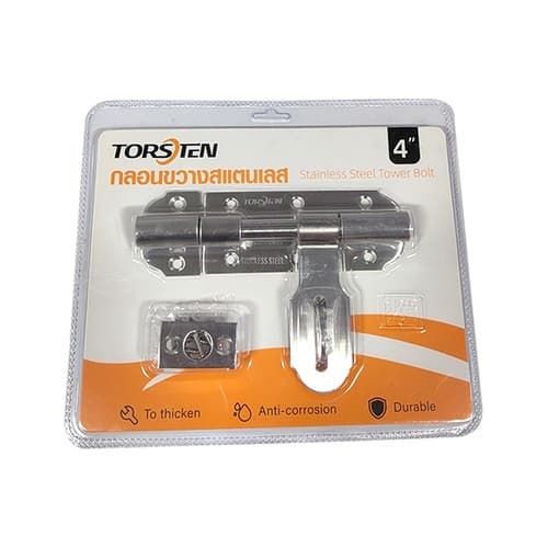 TORSTEN กลอนขวางสแตนเลส รุ่น 43024 ขนาด 4 นิ้ว สีสแตนเลส (แพ็ค1)