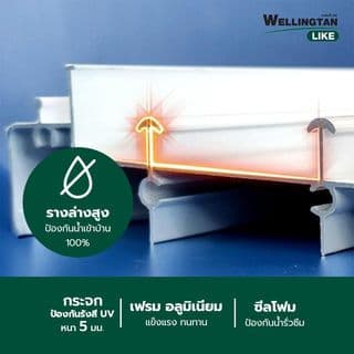 WELLINGTAN (LIKE) ประตูอะลูมิเนียม รางแขวน S-S W-AL/010 (กระจกเขียวใส) 100x205ซม. สีชา 3
