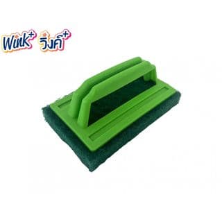 Wink Plus แผ่นใยขัดพร้อมด้ามจับ สำหรับงานขัดล้างทั่วไป ขนาด 15x9 ซม. สีเขียว
