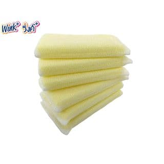 Wink Plus ฟองน้ำล้างจานหุ้มตาข่าย แพ็ค 6 ชิ้น ขนาด 15.5x7 ซม. สีเหลือง
