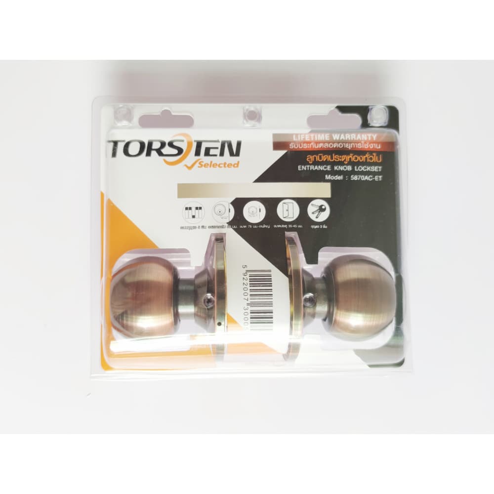 TORSTEN ลูกบิดห้องทั่วไปจานใหญ่ สเตนเลส-304 รุ่น TTJ5870-KL304-AC สีทองแดงรมดำ 5
