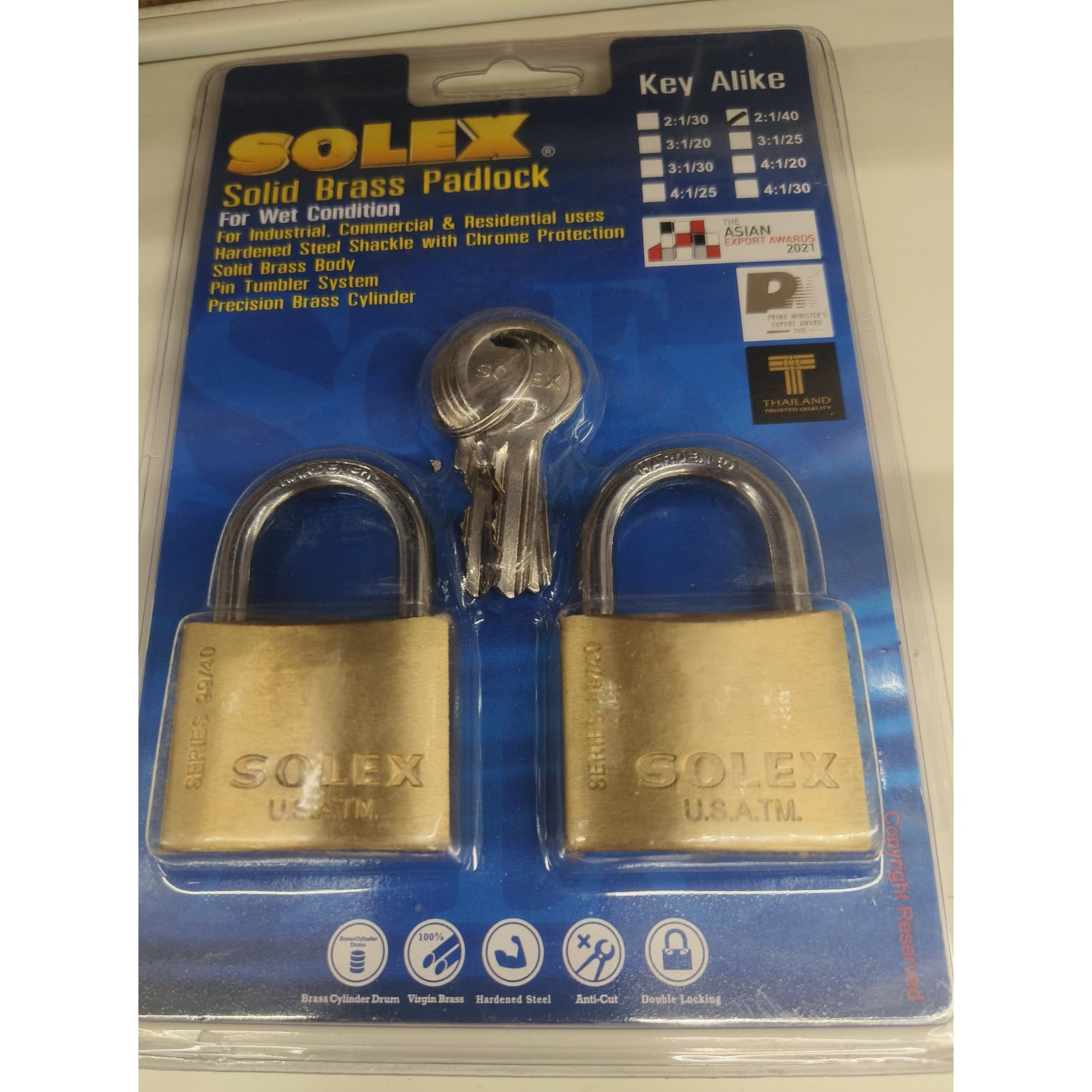 SOLEX กุญแจสายยู 2:1 รุ่น SL99 ขนาด 40 มม. 2