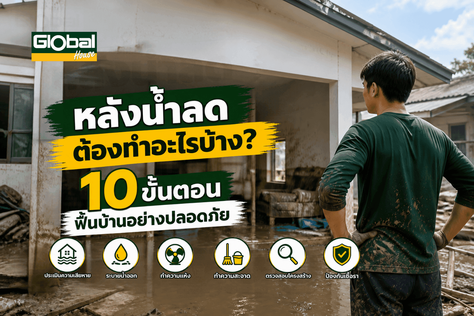 หลังน้ำลด ต้องทำอะไรบ้าง? 10 ขั้นตอนฟื้นฟูบ้านอย่างปลอดภัย