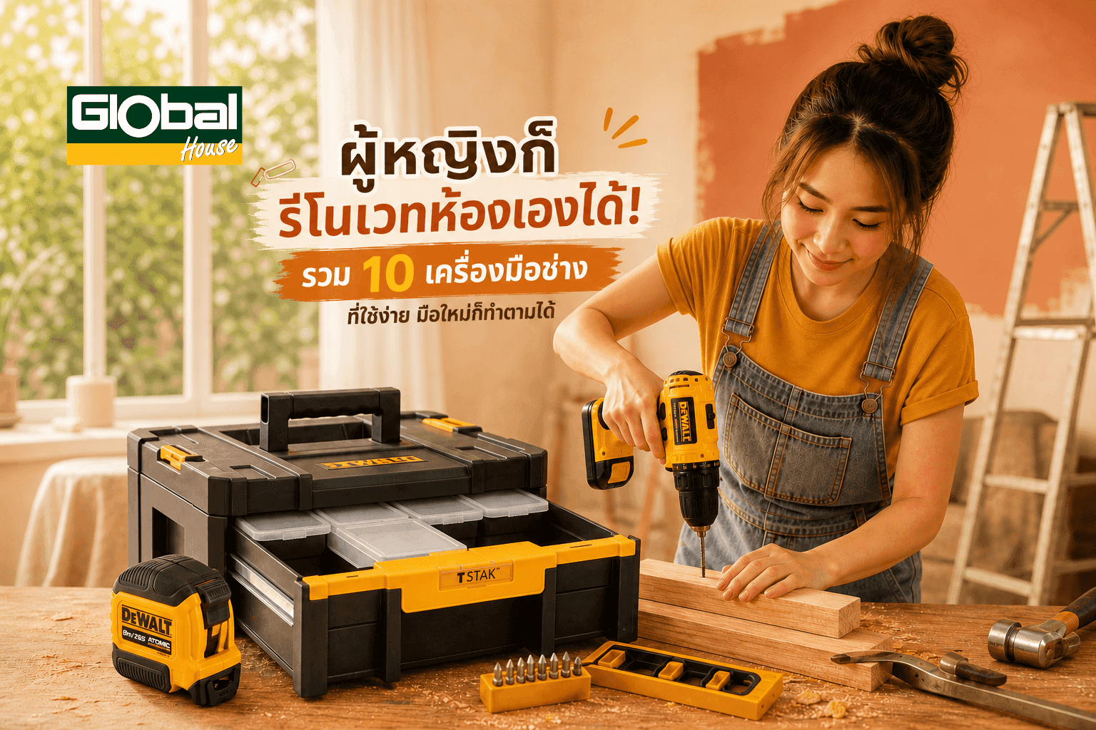 ผู้หญิงก็รีโนเวทห้องเองได้! รวม 10 เครื่องมือช่างที่ใช้ง่าย มือใหม่ก็ทำตามได้