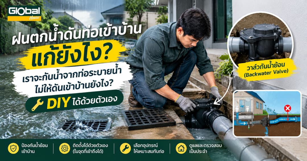 ฝนตกน้ำดันท่อเข้าบ้าน แก้ยังไง? DIY ติดวาล์วกันน้ำย้อนด้วยตัวเอง